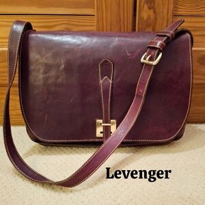 Vintage Levenger Burgundy Leather Messenger Bag
